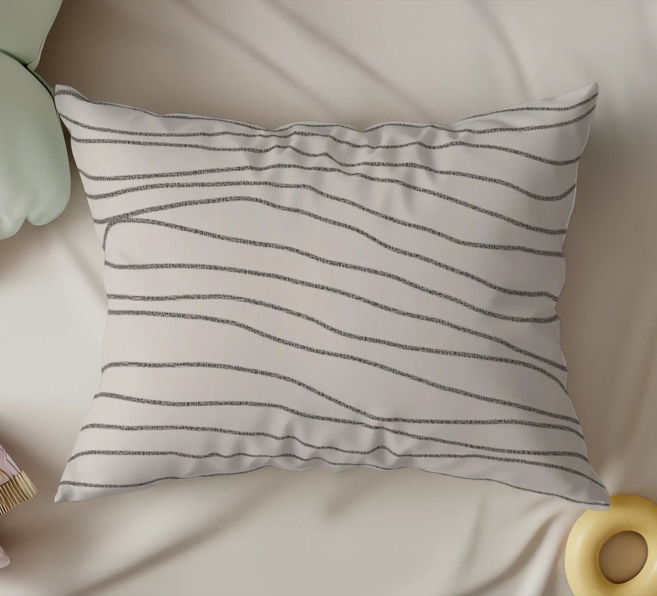 Minimal Charcoal Lines on Light Neutral | Abstract Landscape cuscino da sabidussi