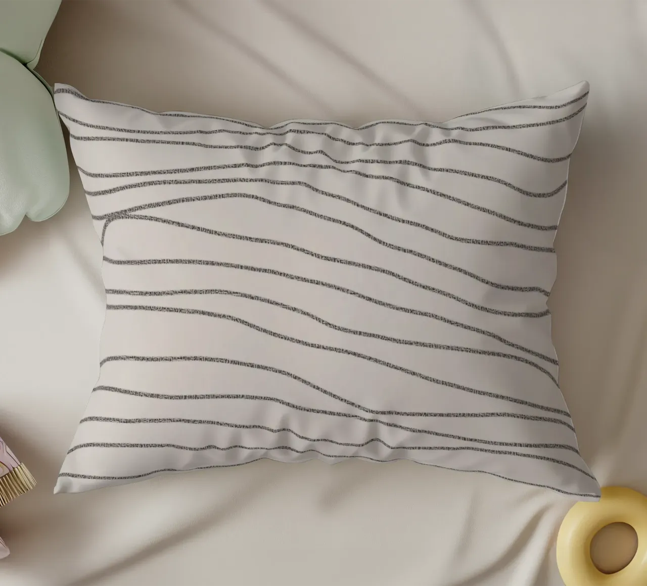 Minimal Charcoal Lines on Light Neutral | Abstract Landscape cuscino da sabidussi