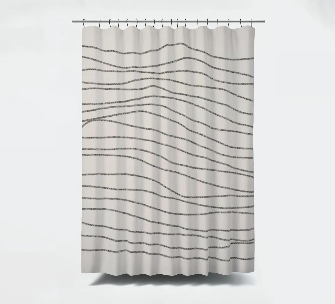 Minimal Charcoal Lines on Light Neutral | Abstract Landscape tenda da doccia da sabidussi