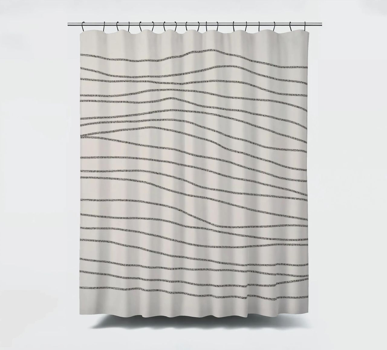Minimal Charcoal Lines on Light Neutral | Abstract Landscape tenda da doccia da sabidussi
