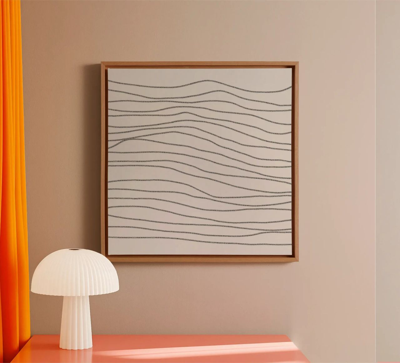 Minimal Charcoal Lines on Light Neutral | Abstract Landscape tela da sabidussi
