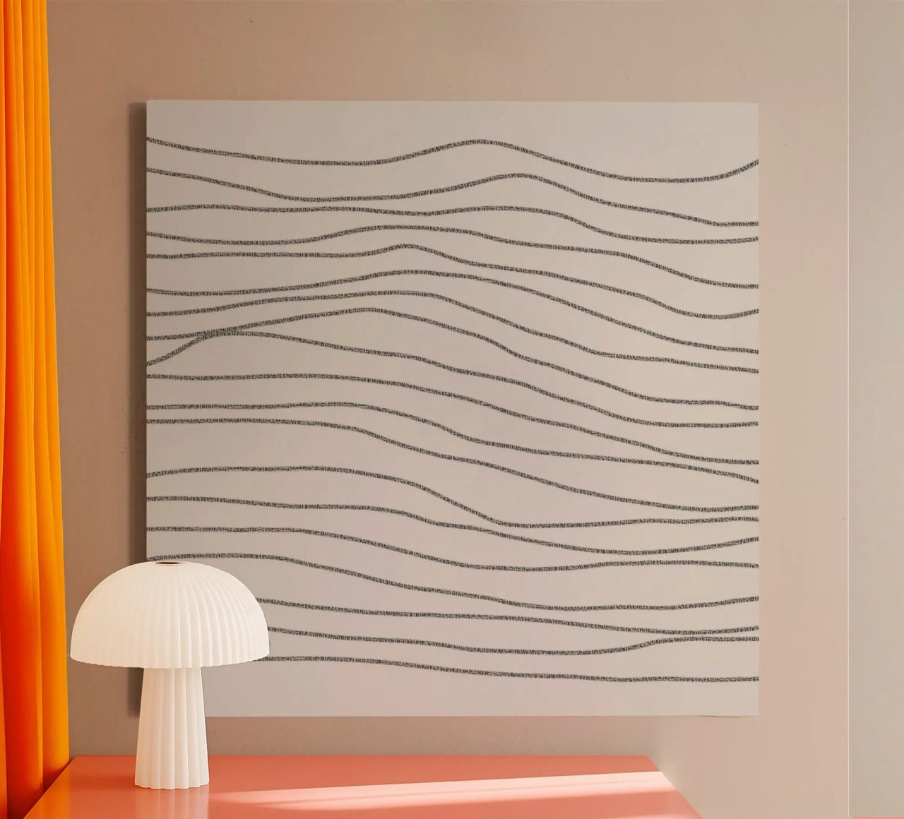 Minimal Charcoal Lines on Light Neutral | Abstract Landscape tela da sabidussi