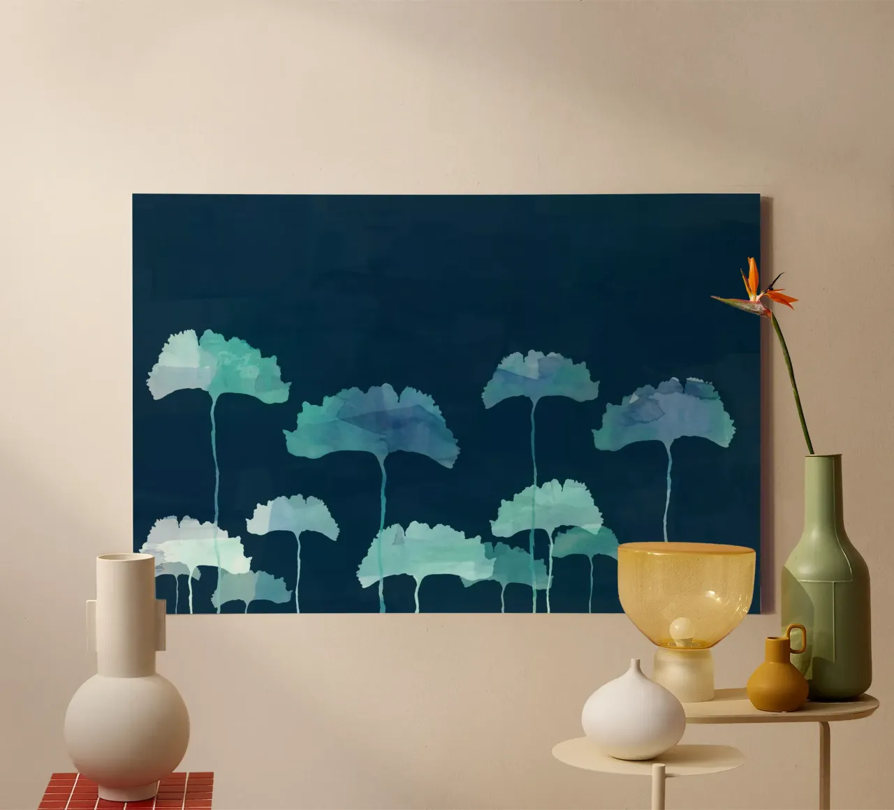 Silhouette di fiori blu tela con Cornice a cassetta da Cartissi