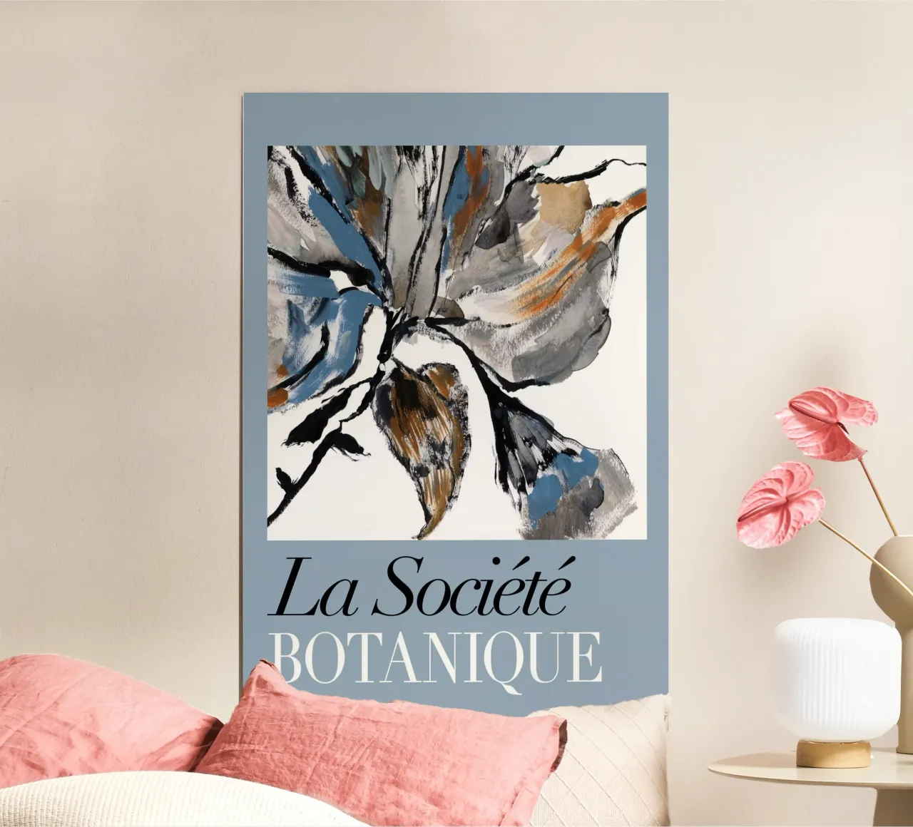 Fiore blu II Società Botanica poster con telaio in legno da Cartissi