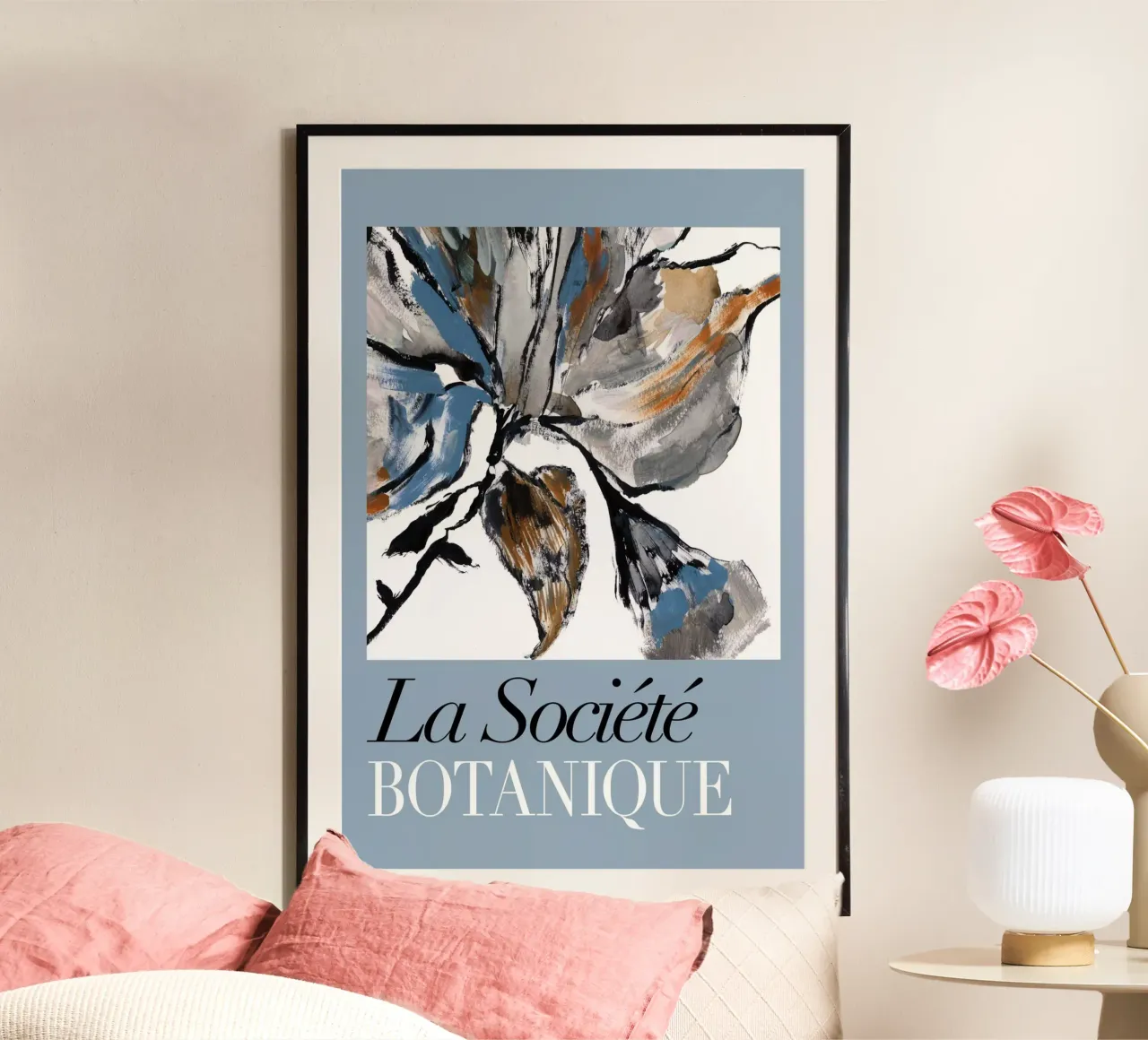 Fiore blu II Società Botanica poster con telaio in legno da Cartissi
