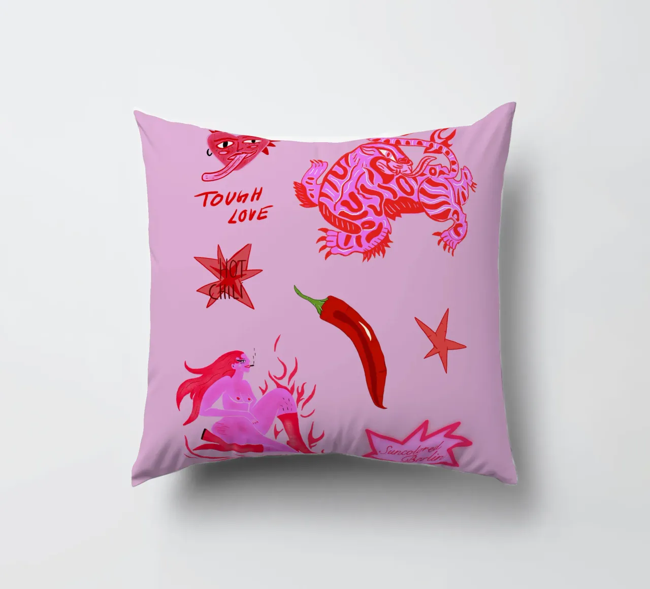 Fierce and Playful: Hot Chili Vibes cuscino da suncoloredberlin