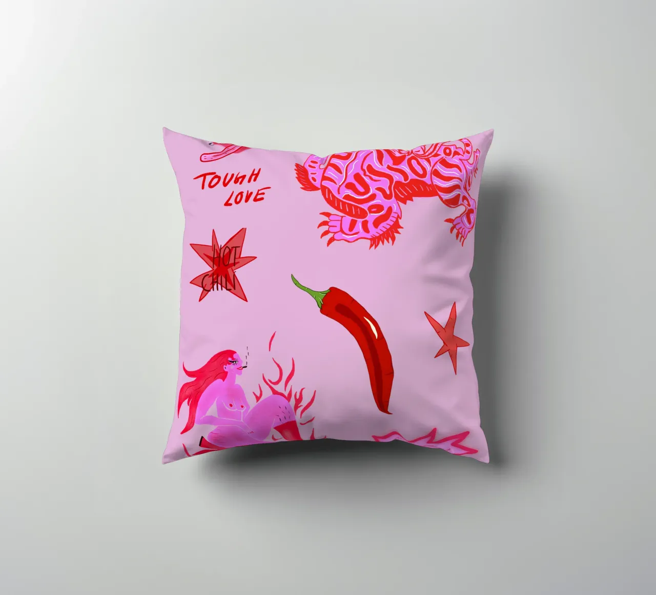 Fierce and Playful: Hot Chili Vibes cuscino da suncoloredberlin
