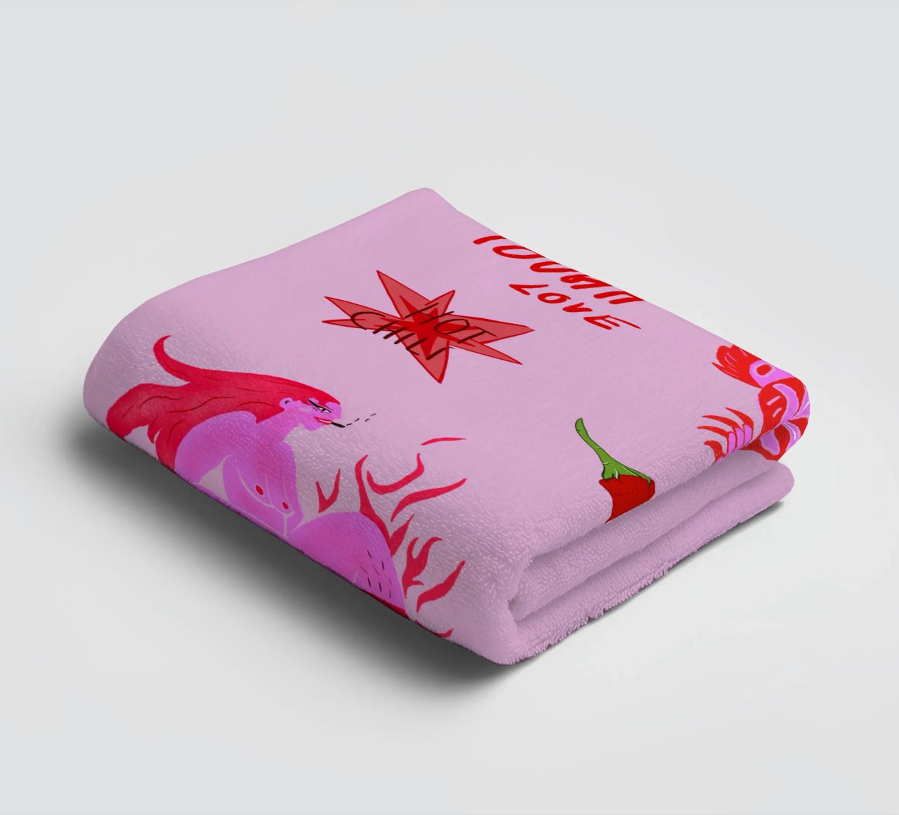 Fierce and Playful: Hot Chili Vibes Handtuch von suncoloredberlin