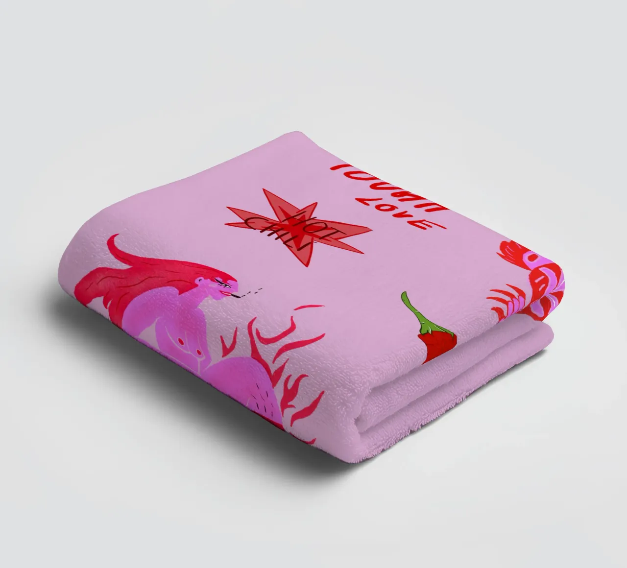 Fierce and Playful: Hot Chili Vibes Handtuch von suncoloredberlin