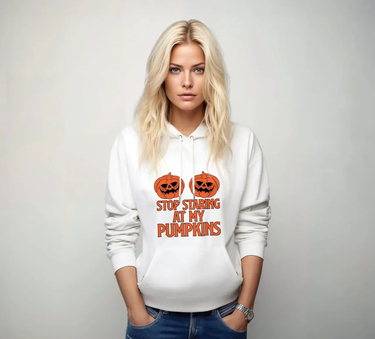 STOP STARING AT MY PUMPKINS felpa con cappuccio da edsonramosart