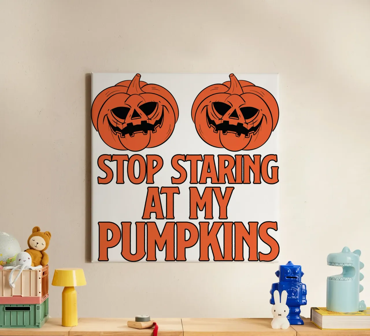 STOP STARING AT MY PUMPKINS tela con Cornice a cassetta da edsonramosart