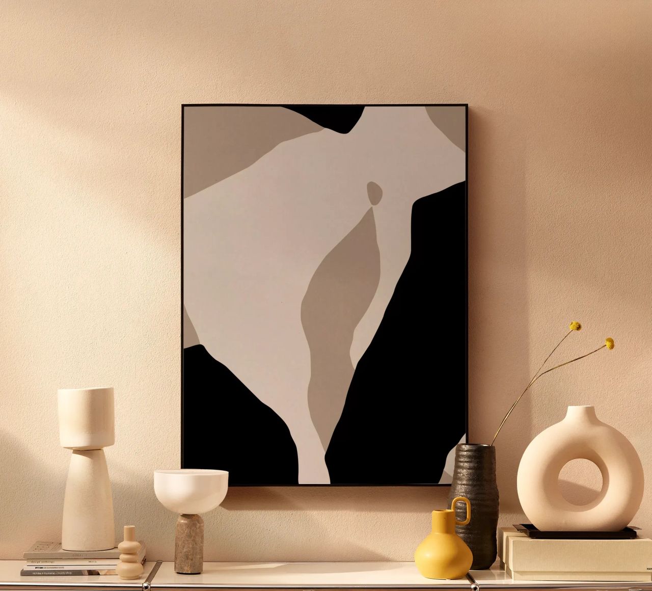 Shapes 7 | Neutral & Black Minimal Shape Abstract alluminio dibond da sabidussi