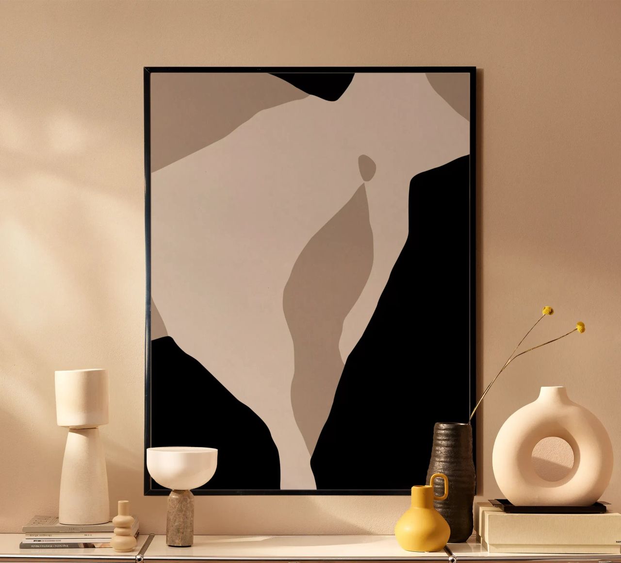 Shapes 7 | Neutral & Black Minimal Shape Abstract poster da sabidussi