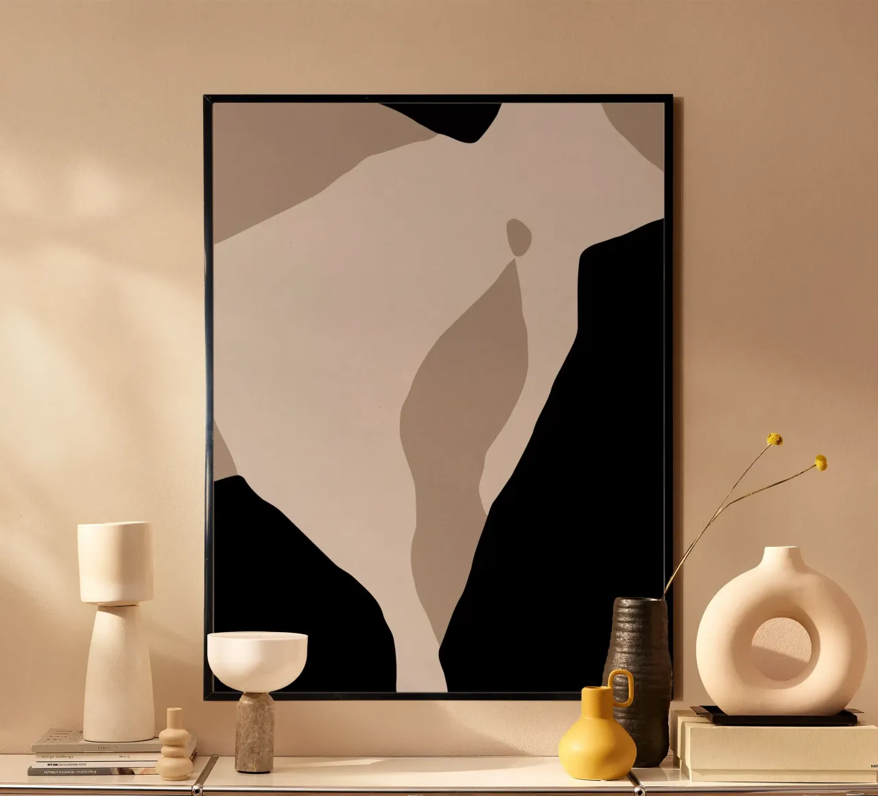 Shapes 7 | Neutral & Black Minimal Shape Abstract poster de sabidussi