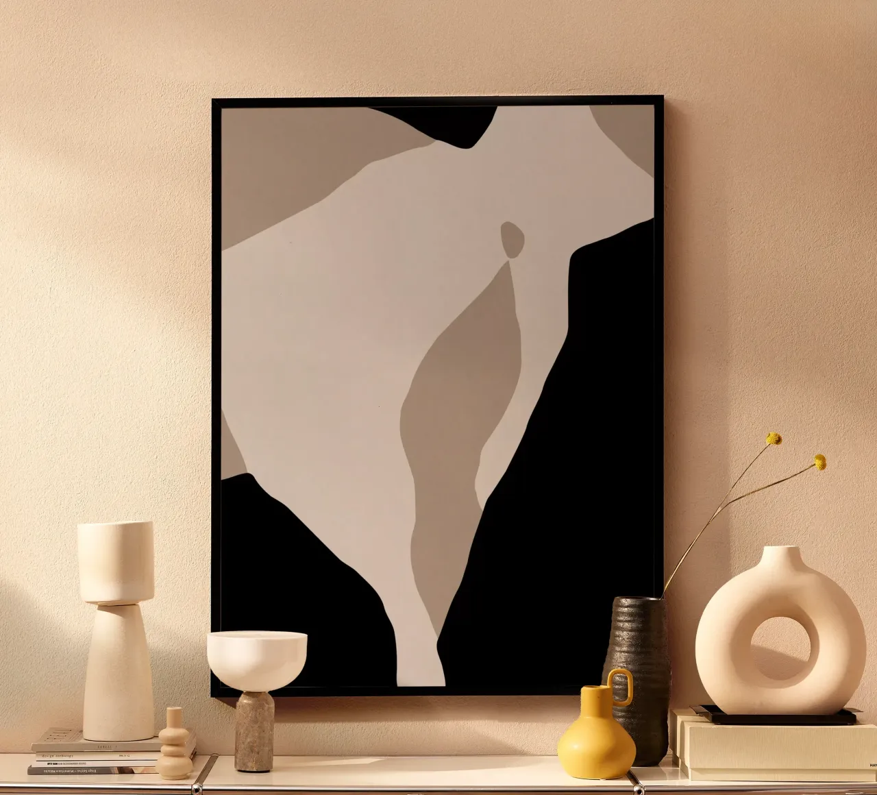 Shapes 7 | Neutral & Black Minimal Shape Abstract carta hahnemühle da sabidussi