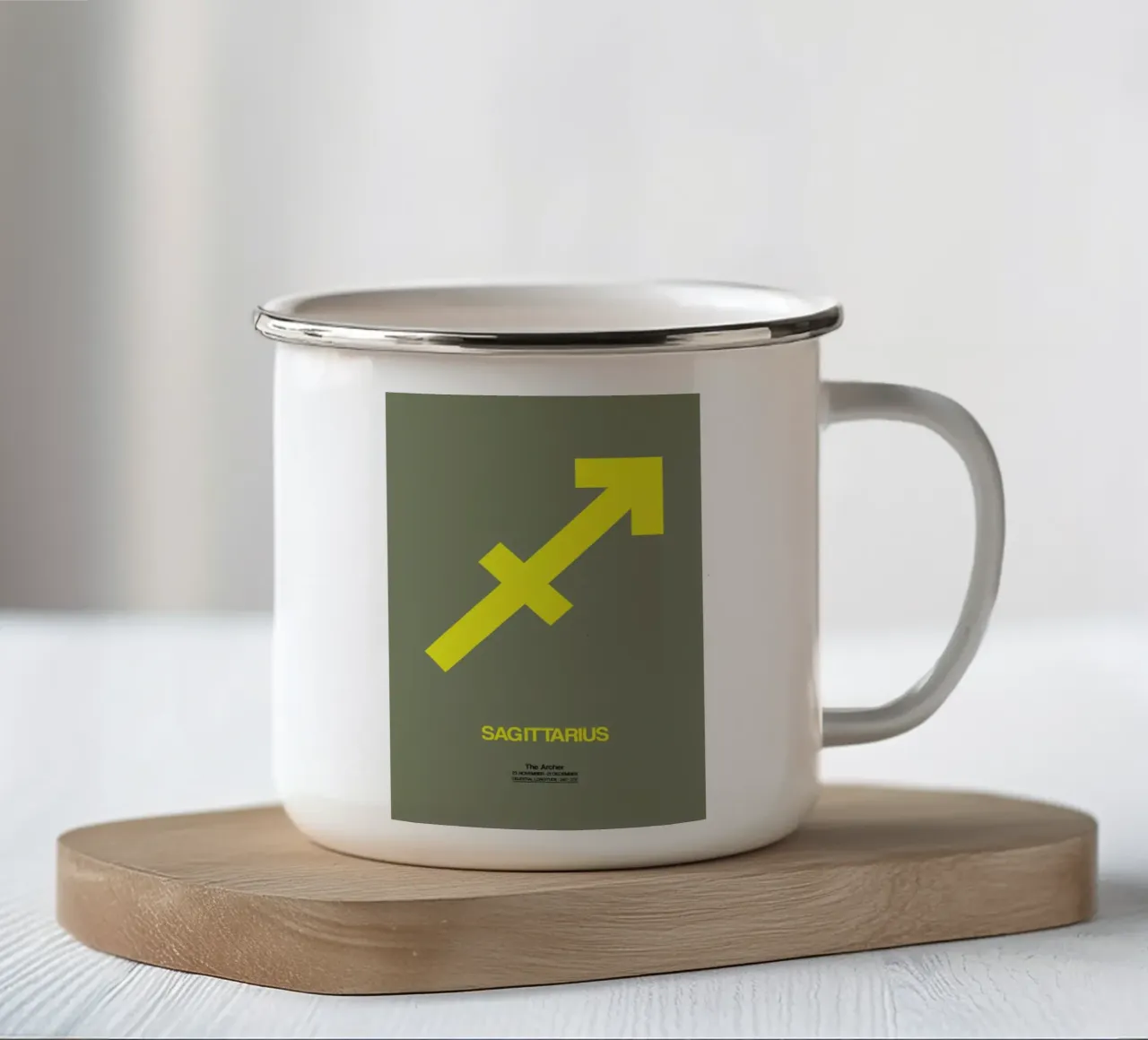Sagittarius Zodiac Sign Yellow tazza in smalto da Naxart