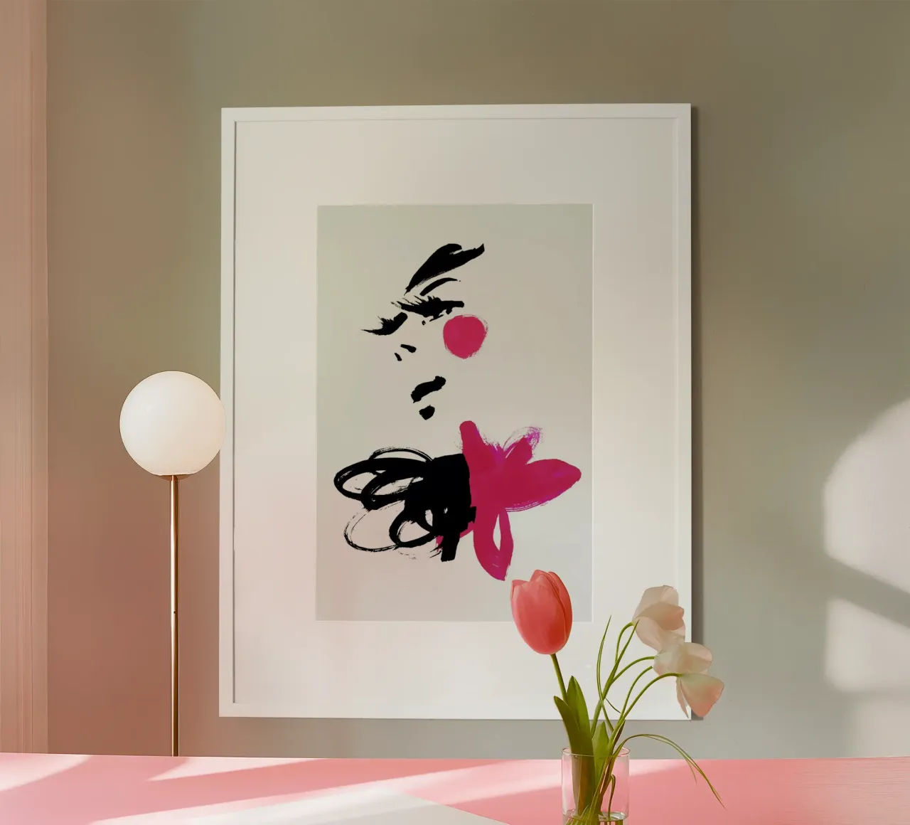 Pink poster con telaio in legno da Ekaterina Koroleva