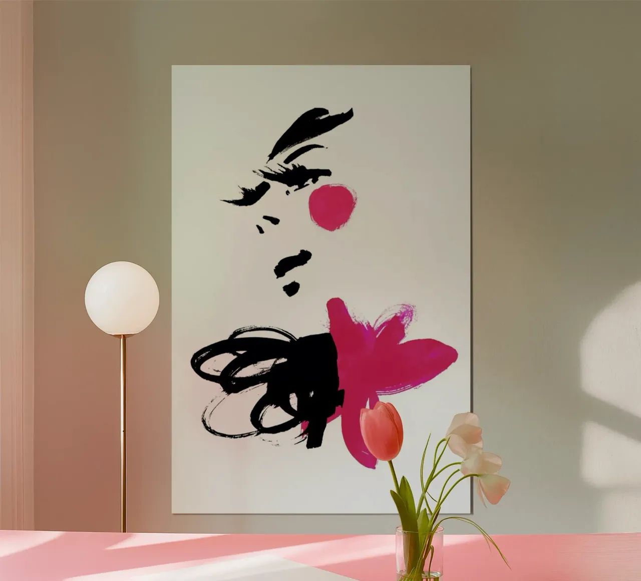 Pink poster con telaio in legno da Ekaterina Koroleva