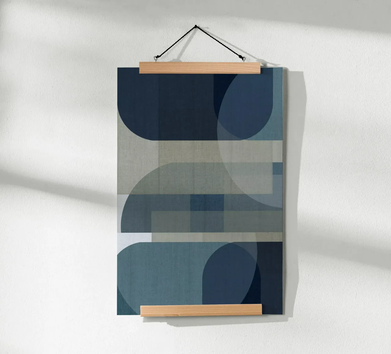 Strati blu intrecciati III poster con telaio in alluminio da Cartissi