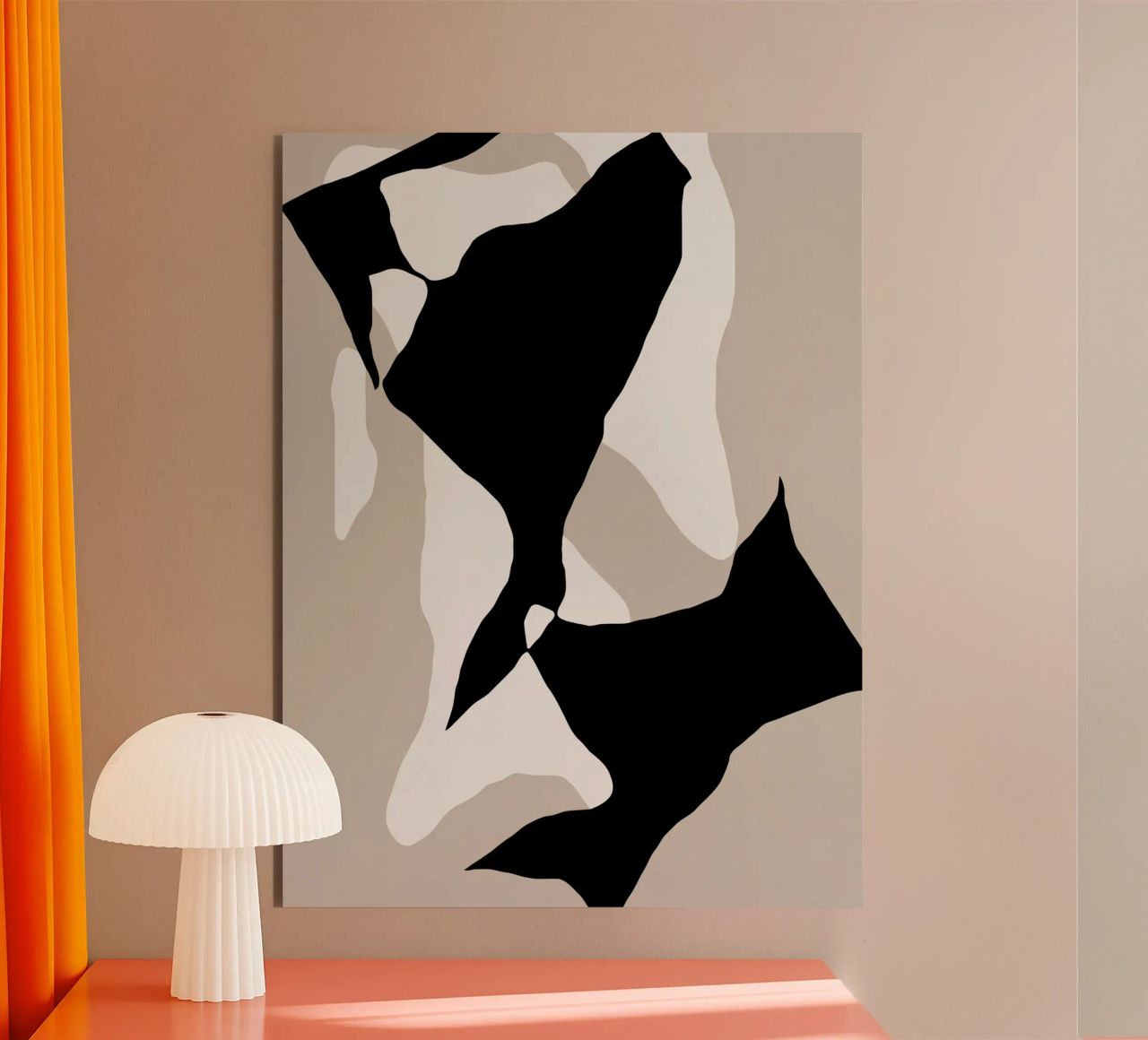 Shapes 9 | Neutral & Black Minimal Shape Abstract alluminio dibond da sabidussi