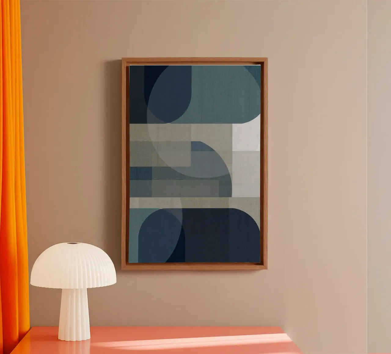 Geweven blauwe lagen IV canvas met Baklijst van Cartissi