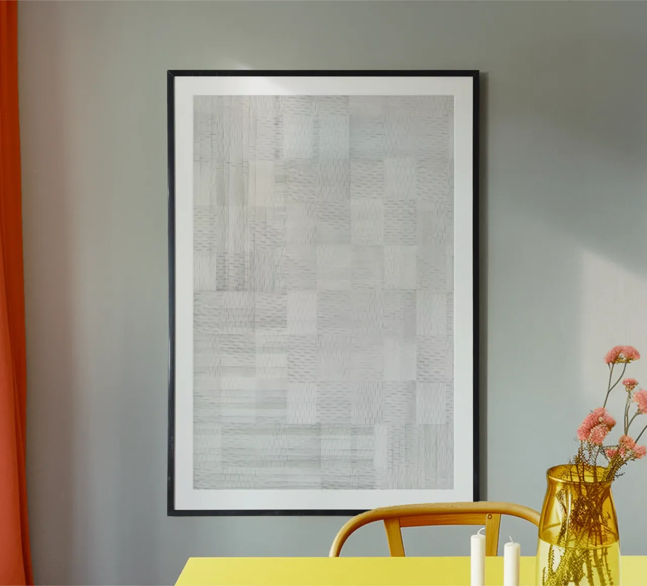 Blocchi bianchi intrecciati III poster con telaio in alluminio da Cartissi