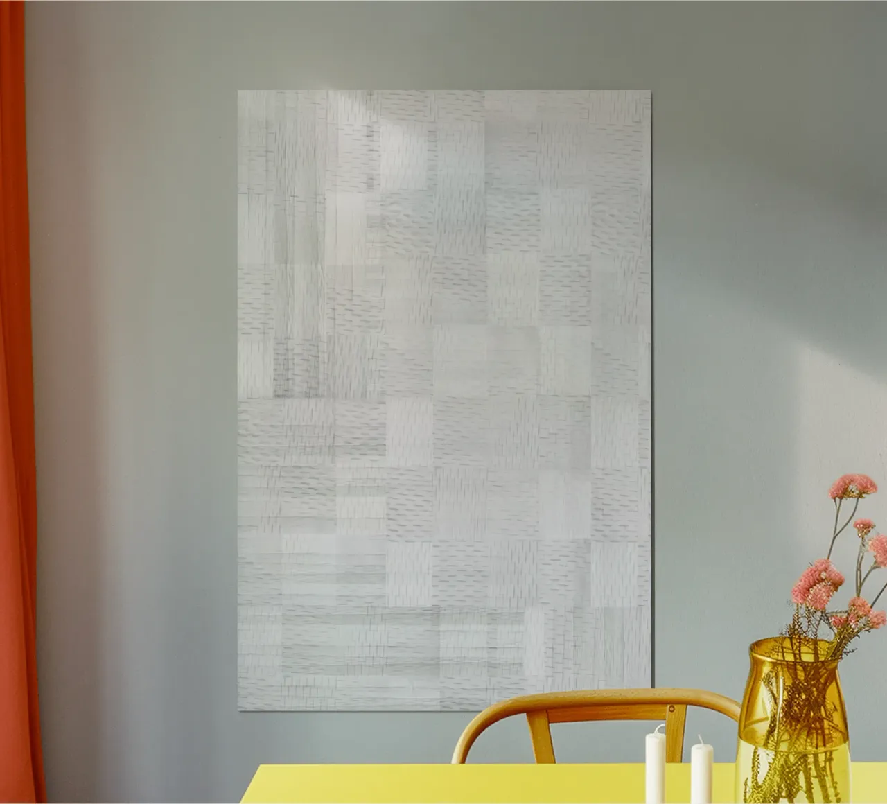 Blocchi bianchi intrecciati III poster con telaio in alluminio da Cartissi