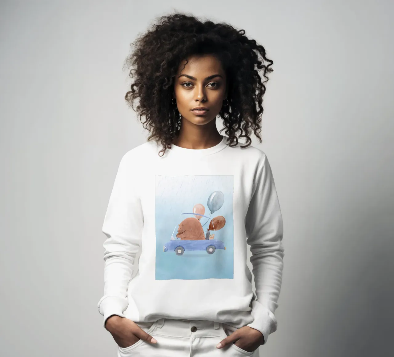 Beer op een regenachtige rit sweatshirt van Doodle Dreams Art