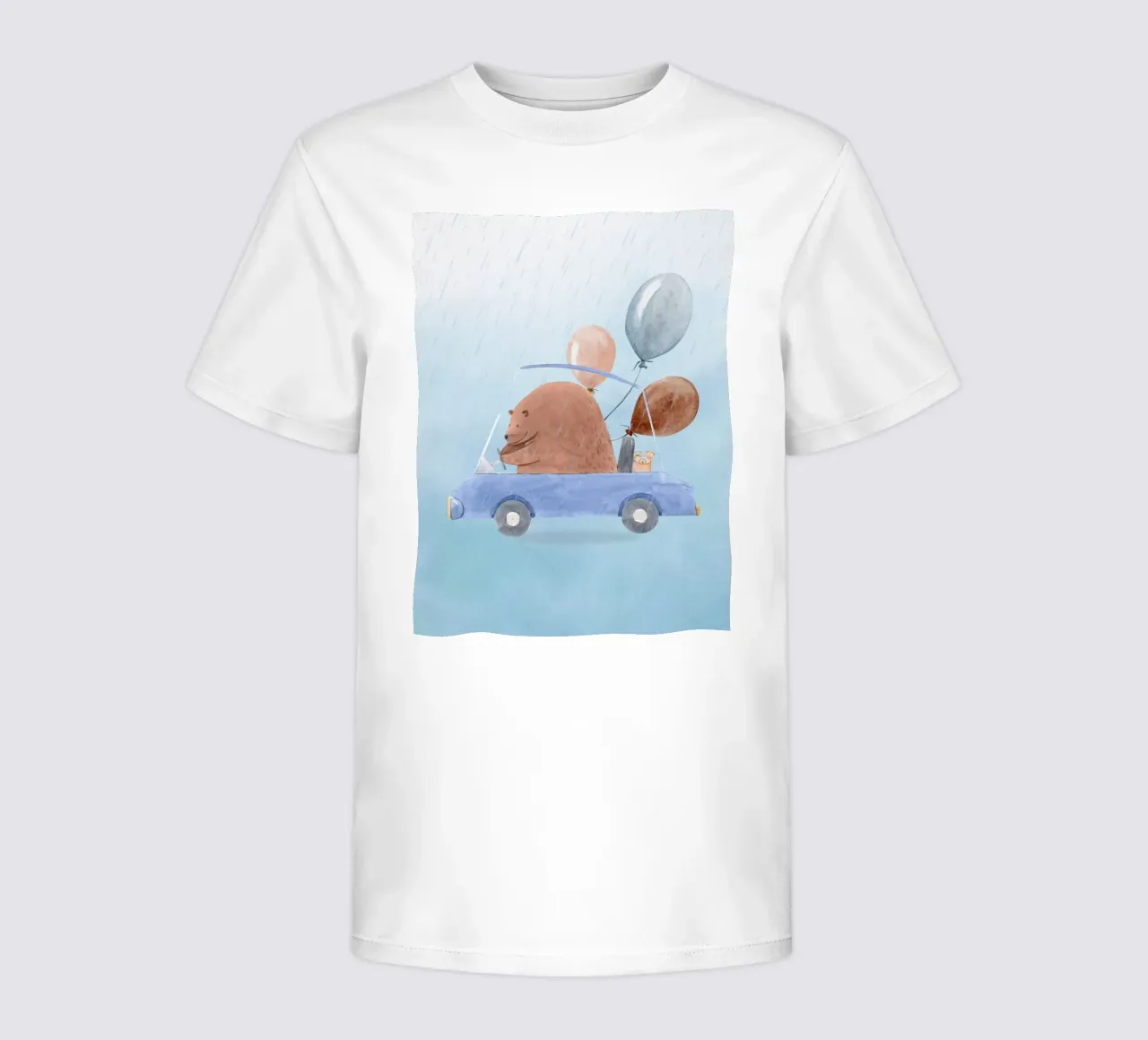 Orso in una cavalcata piovosa t-shirt bambini da Doodle Dreams Art