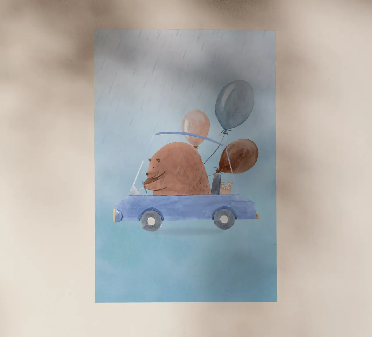 Orso in una cavalcata piovosa pellicola backlit da Doodle Dreams Art