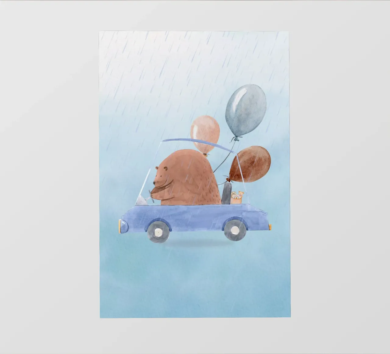 Orso in una cavalcata piovosa pellicola backlit da Doodle Dreams Art