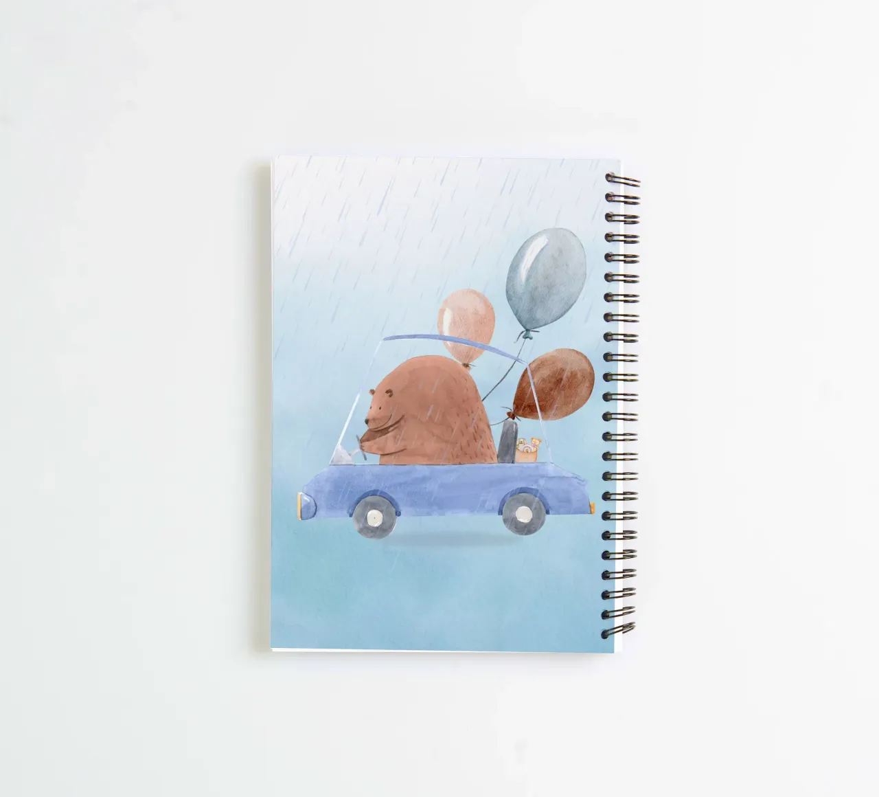 Orso in una cavalcata piovosa diario ad anelli da Doodle Dreams Art