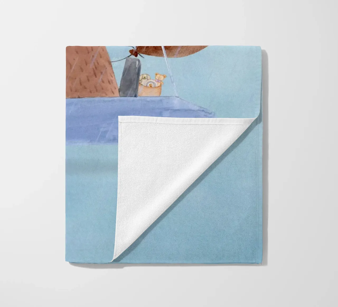 Orso in una cavalcata piovosa telo mare da Doodle Dreams Art