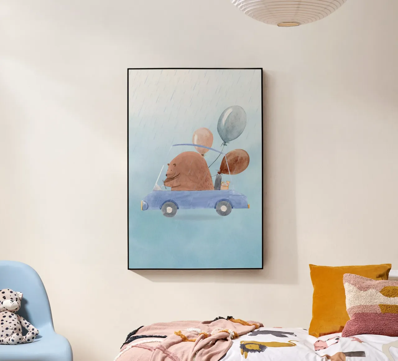 Orso in una cavalcata piovosa plexiglass da Doodle Dreams Art