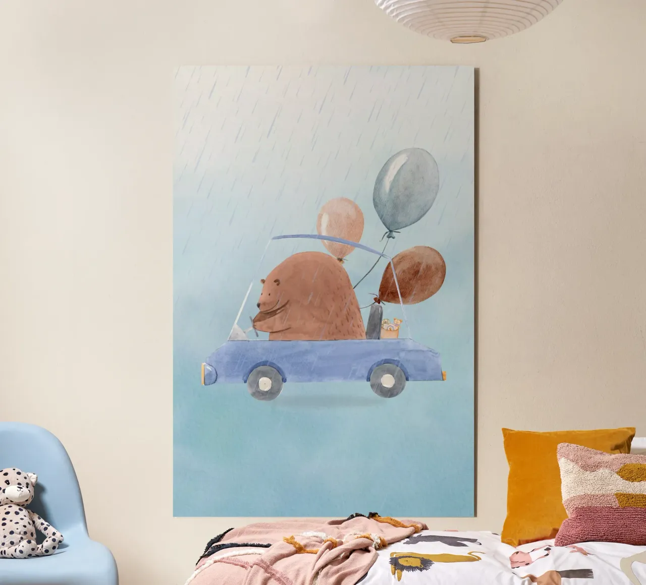 Orso in una cavalcata piovosa alluminio dibond da Doodle Dreams Art