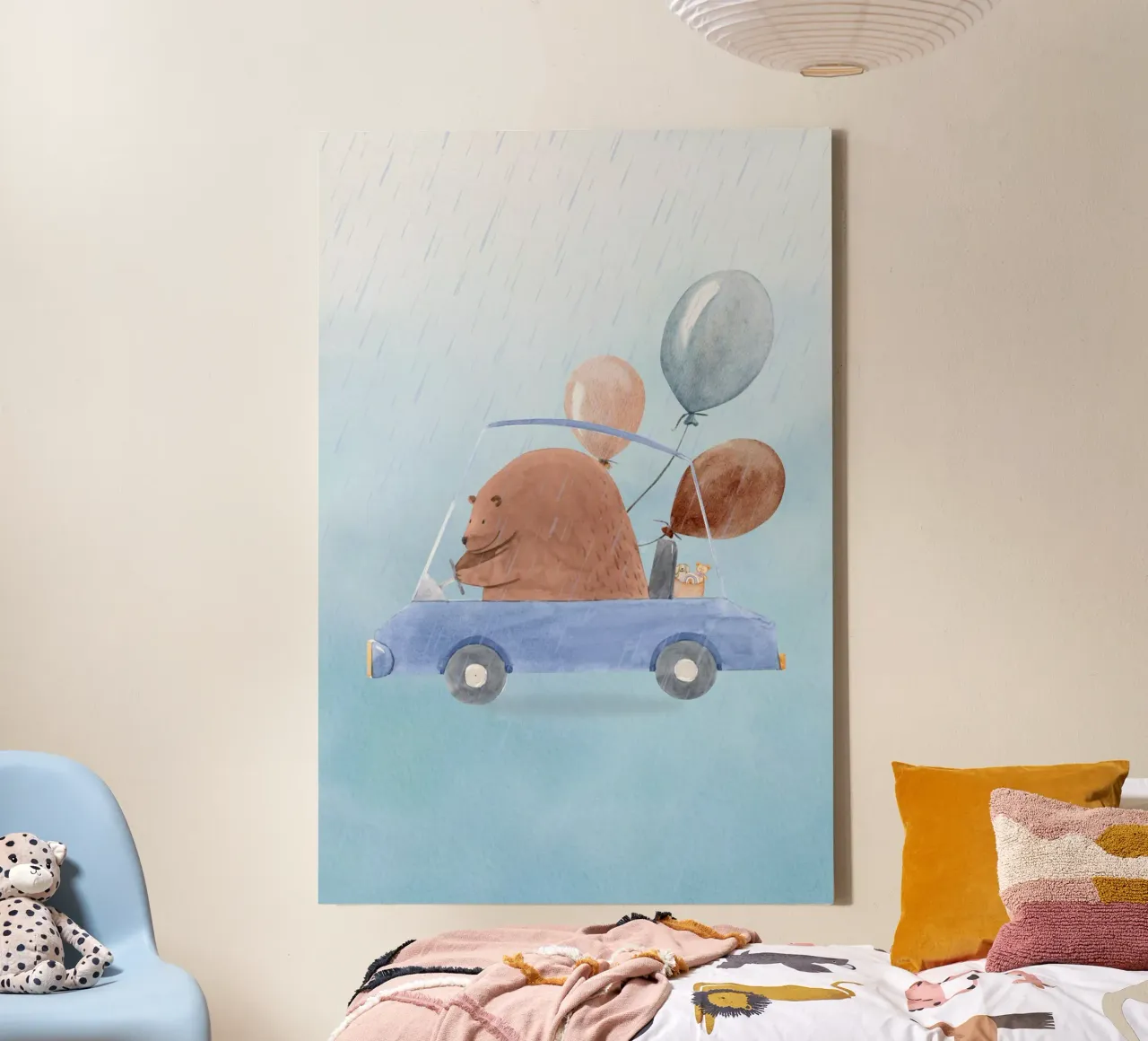Orso in una cavalcata piovosa tela da Doodle Dreams Art