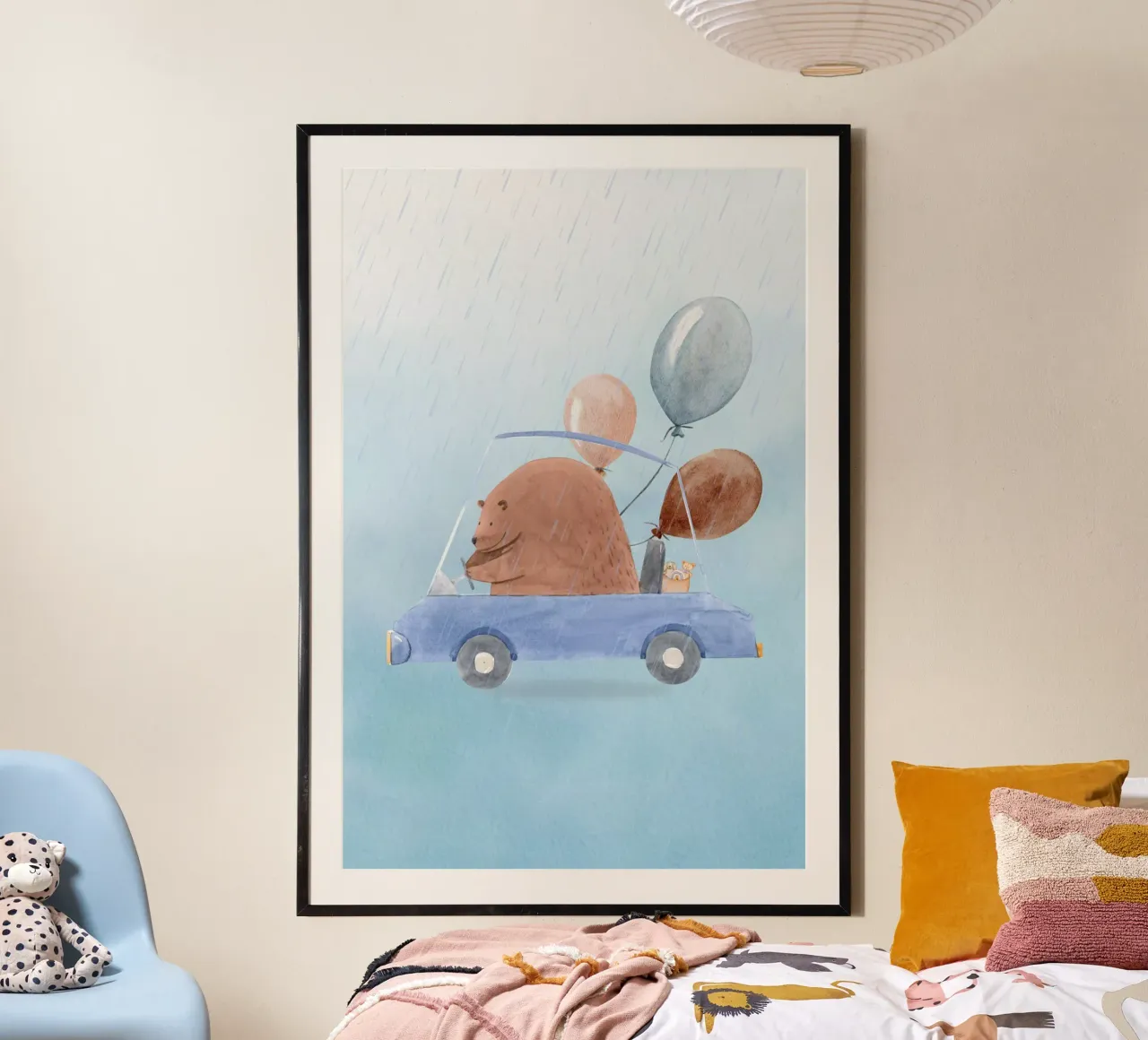 Orso in una cavalcata piovosa carta hahnemühle da Doodle Dreams Art