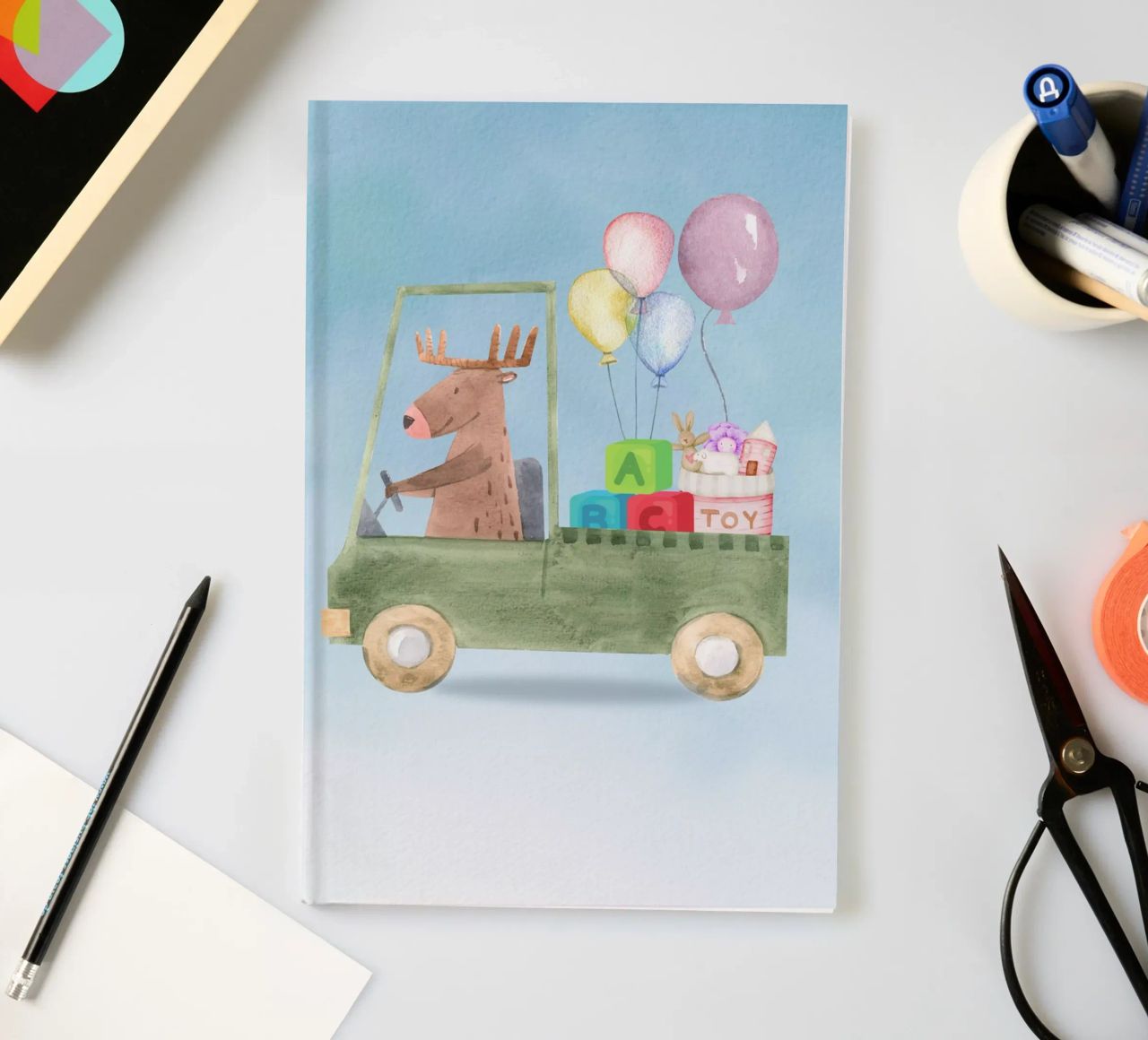 Un renne dans une aventure de jouets carnet de notes de Doodle Dreams Art