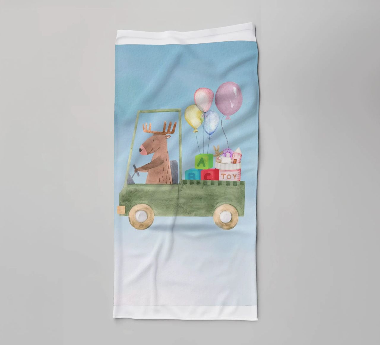 Un renne dans une aventure de jouets serviette de bain de Doodle Dreams Art