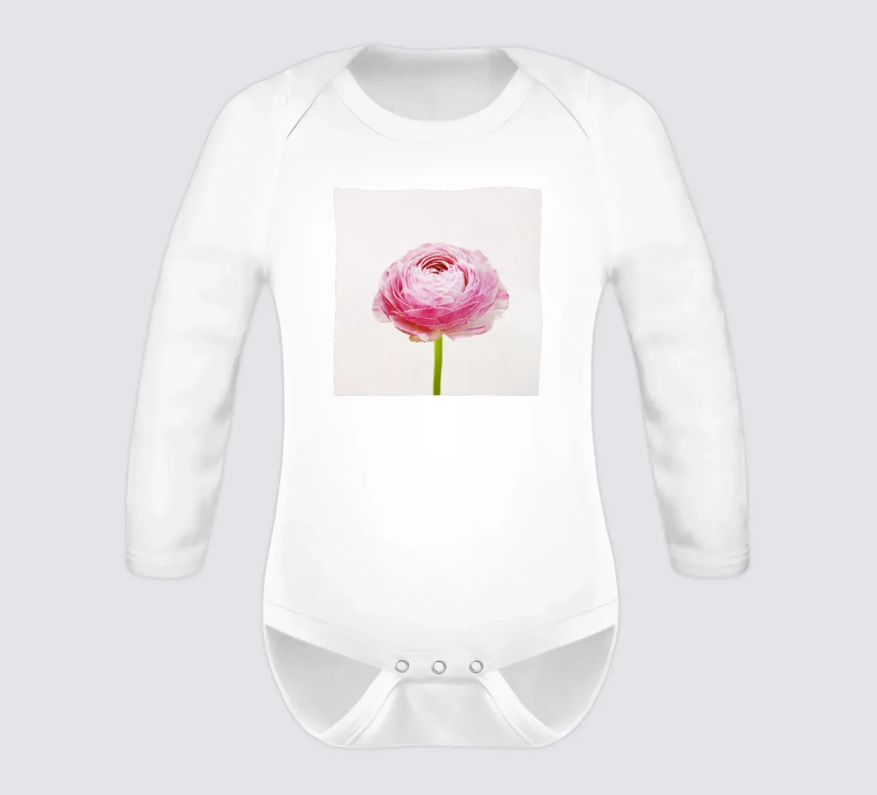 Ranunculus long-sleeve baby romper by Cassia Beck Photography