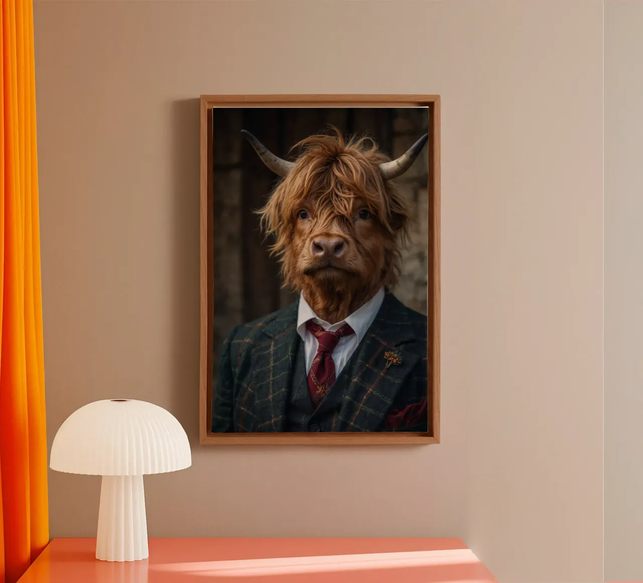 The Highland Sage - Majestic Bull canvas with Floater frame by Beasts of Nobility