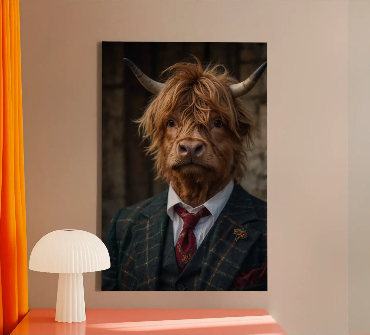 The Highland Sage - Majestic Bull canvas with Floater frame by Beasts of Nobility