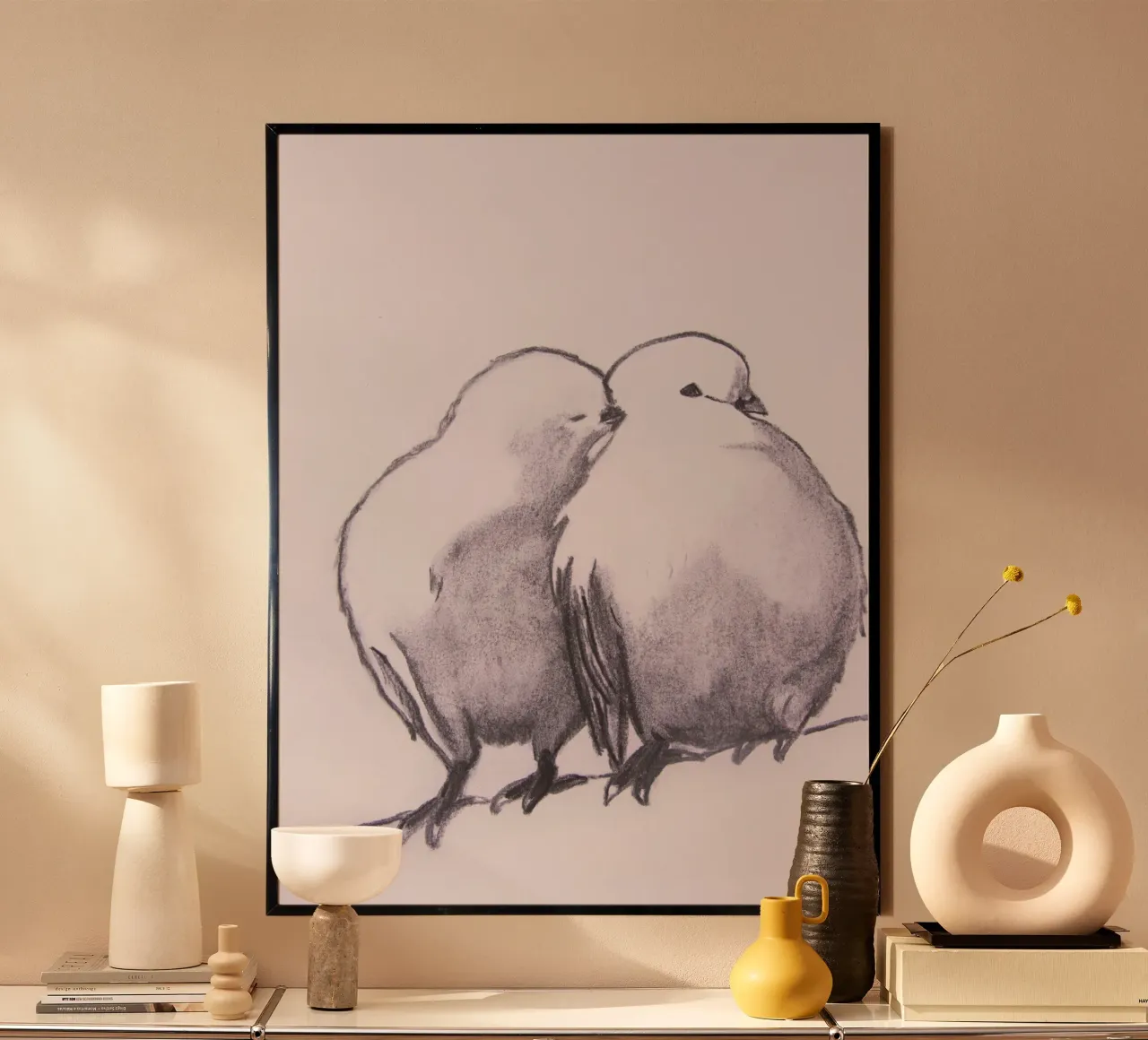 Uccelli d'amore poster con telaio in plastica da Teresa André