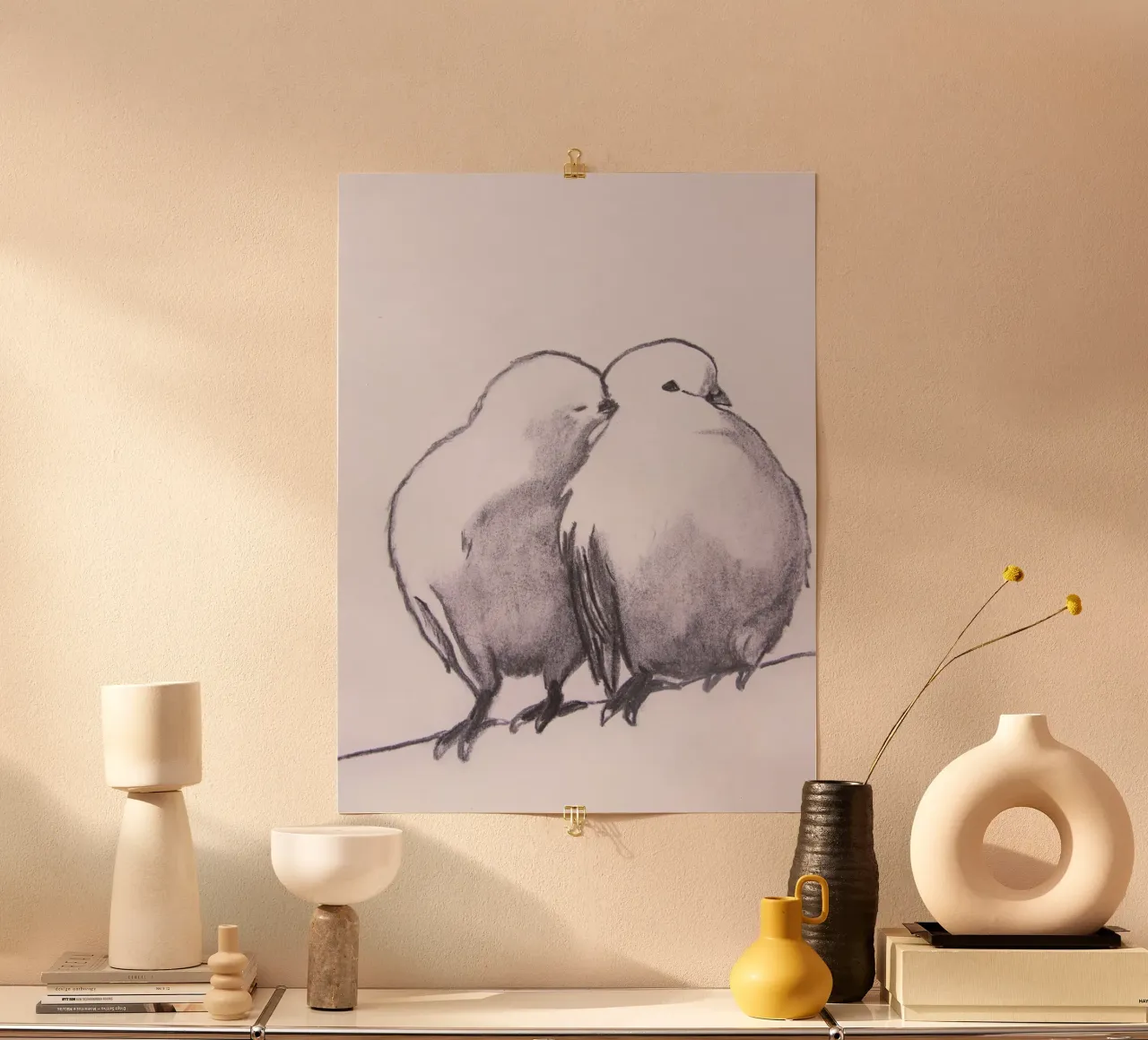 Uccelli d'amore poster con telaio in plastica da Teresa André