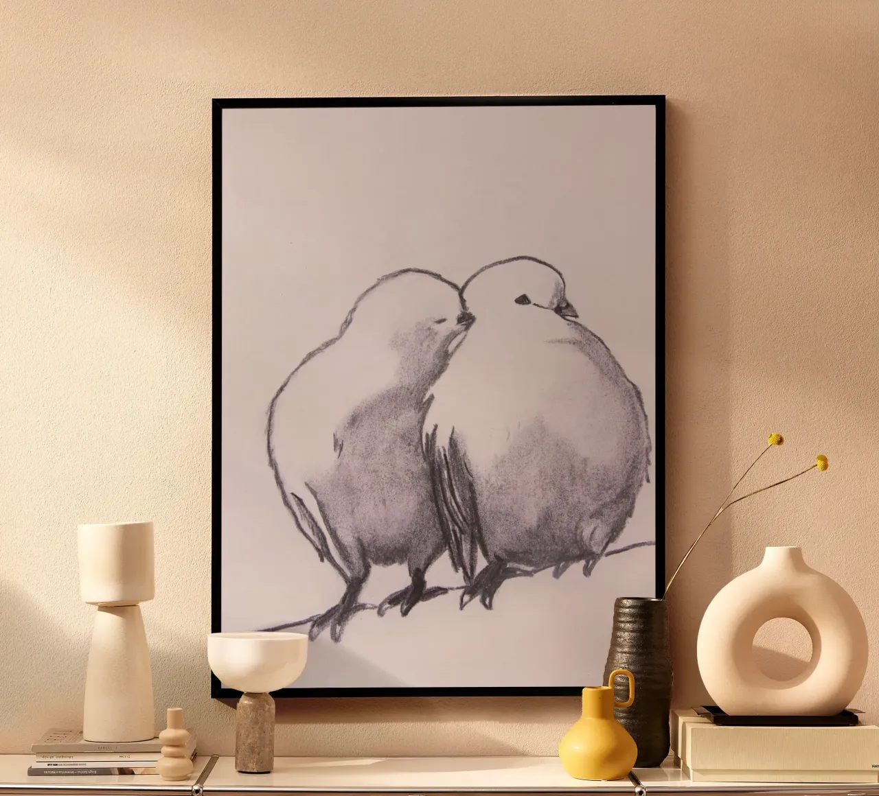 Uccelli d'amore poster con telaio in plastica da Teresa André