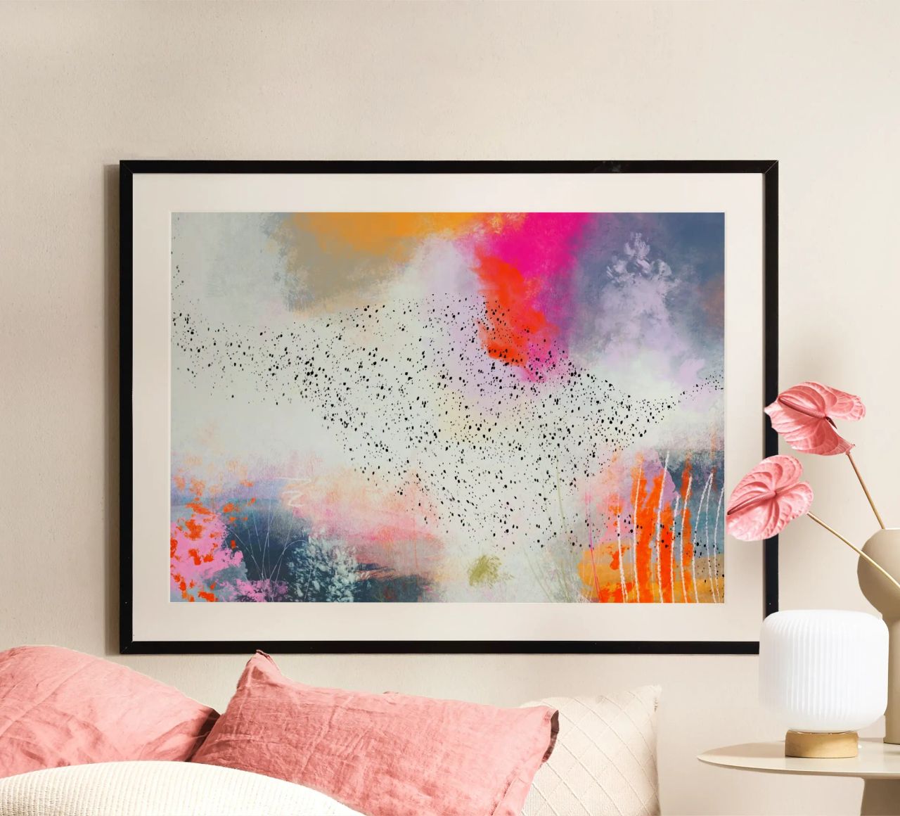 Dance of the starlings - Sort Sol poster by Annikamilla