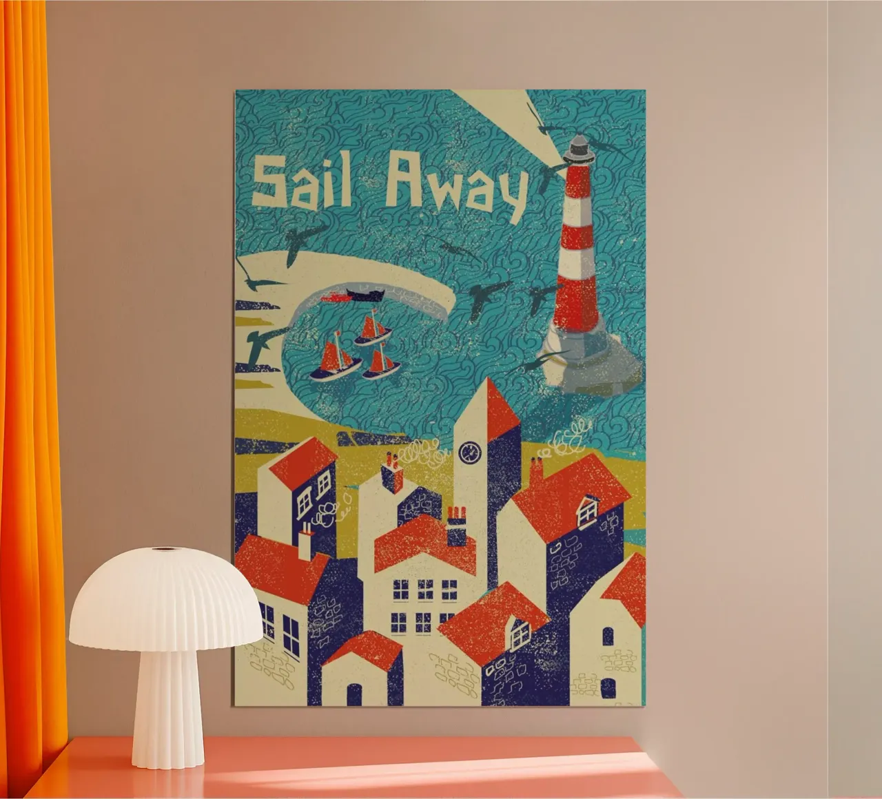Sail Away poster con telaio in alluminio da Rocket68