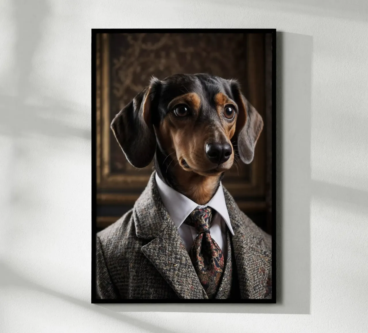 Il Nobile Gentiluomo - Bassotto Dapper poster con telaio in legno da Beasts of Nobility