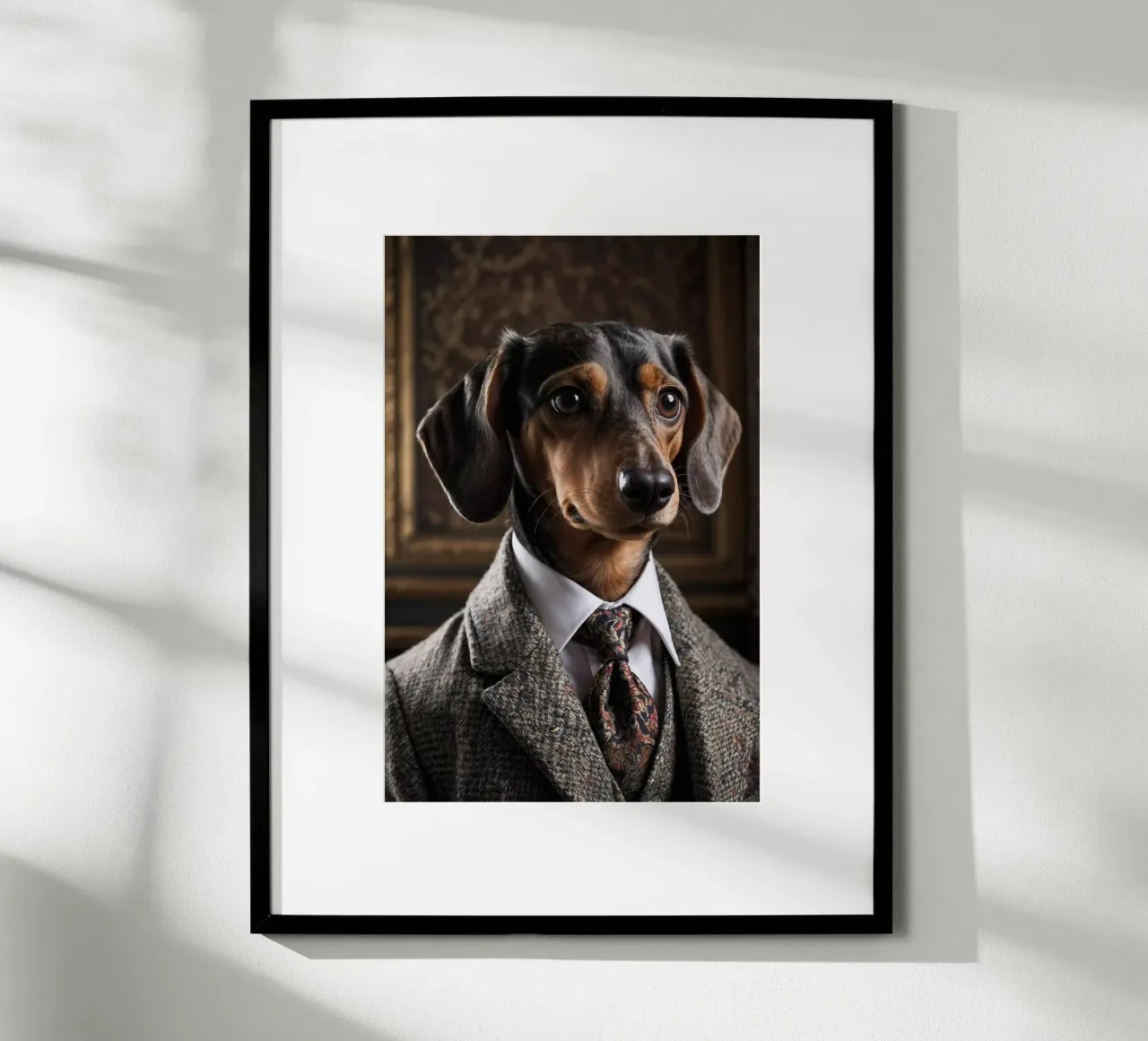 Il Nobile Gentiluomo - Bassotto Dapper poster con telaio in legno da Beasts of Nobility