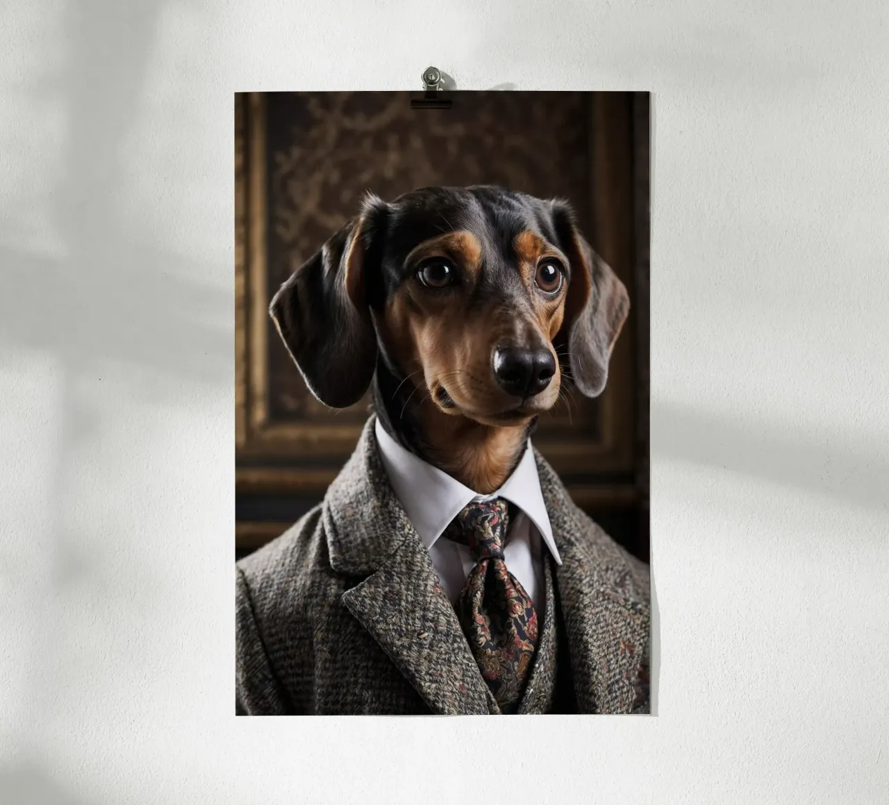 Il Nobile Gentiluomo - Bassotto Dapper poster con telaio in legno da Beasts of Nobility